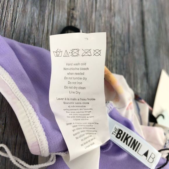 The Bikini Lab Watercolor Floral Ruffle Wrap Bikini Swim Top NWT size Medium - Picture 13 of 15